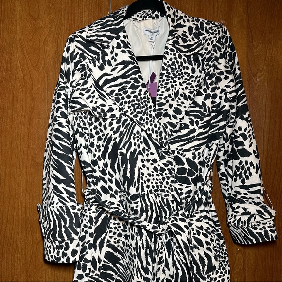 SERGIO HUDSON Target Trench Coat Animal Zebra Print Plus XS - Picture 2 of 5